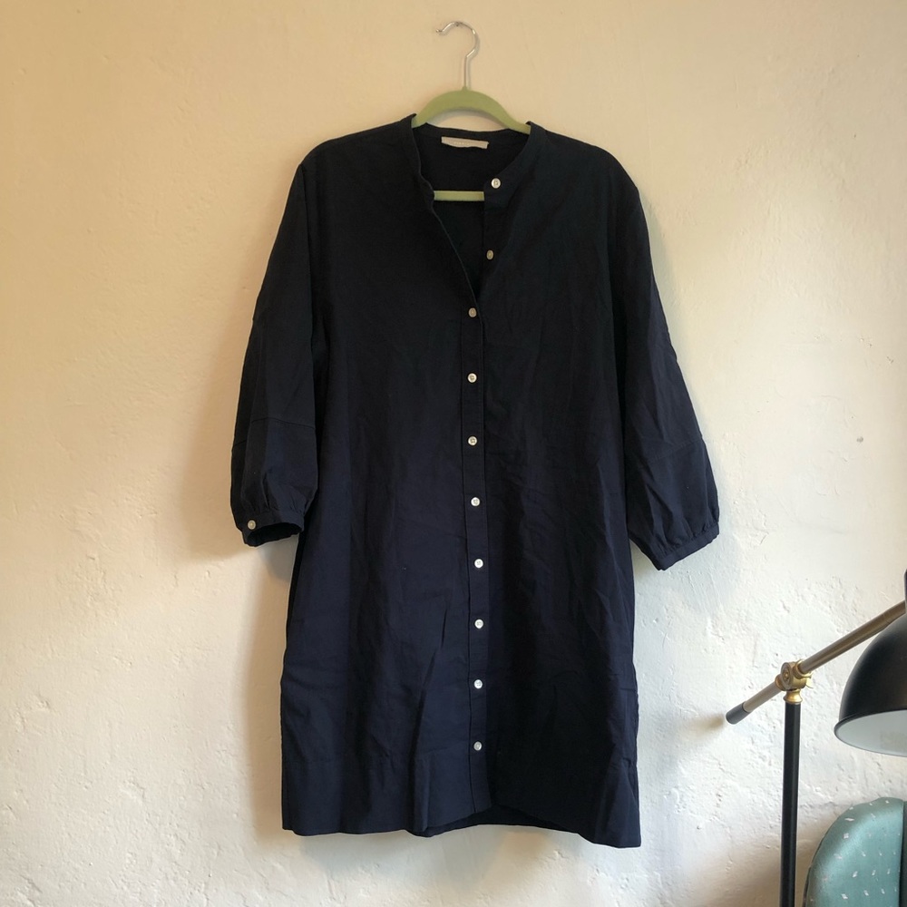 Everlane collarless shirt dress